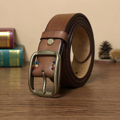 Ceinture de jean pour hommes avec boucle en laiton massif épaissie