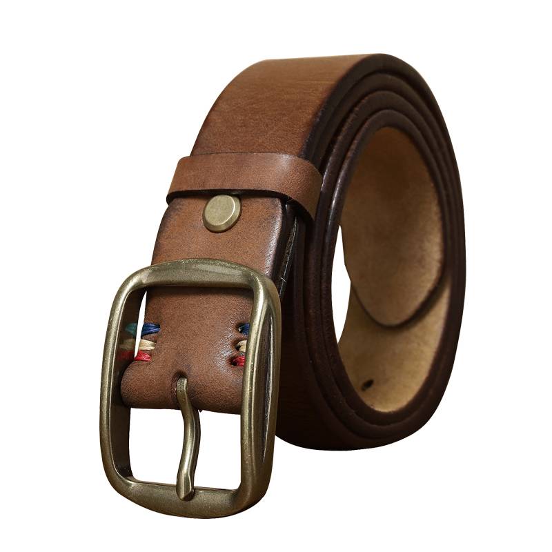 Thickened Solid brass Buckle Mens Jeans Belt