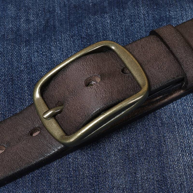 Thickened Solid brass Buckle Mens Jeans Belt