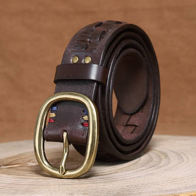 Ceinture en cuir tressée à la main pour hommes