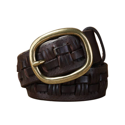 Ceinture en cuir tressée à la main pour hommes