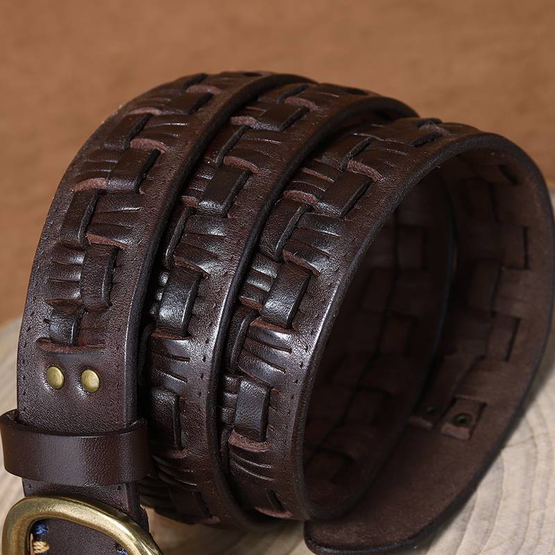 Ceinture en cuir tressée à la main pour hommes