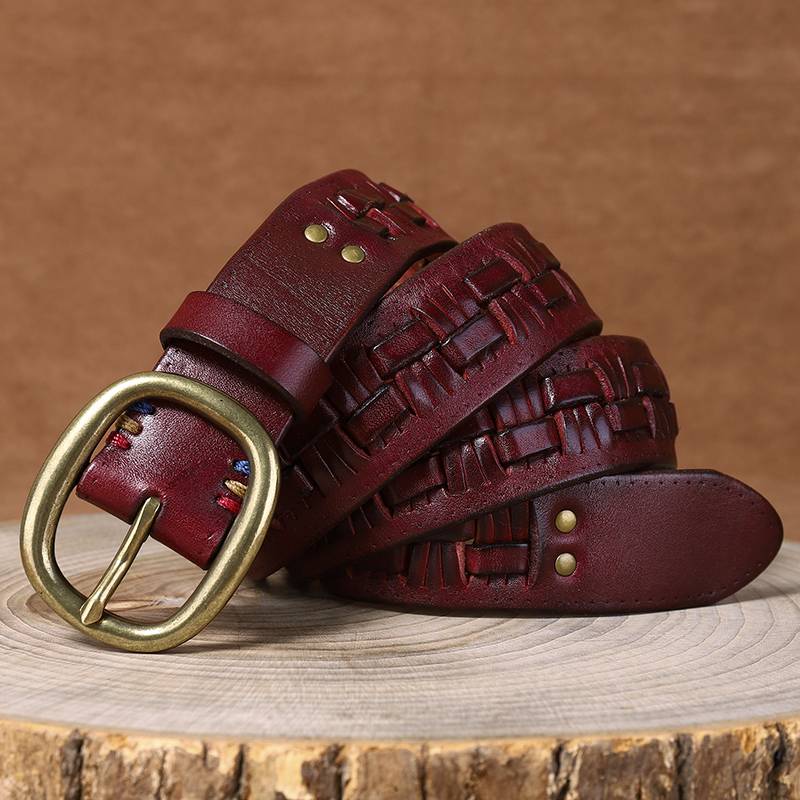 Ceinture en cuir tressée à la main pour hommes