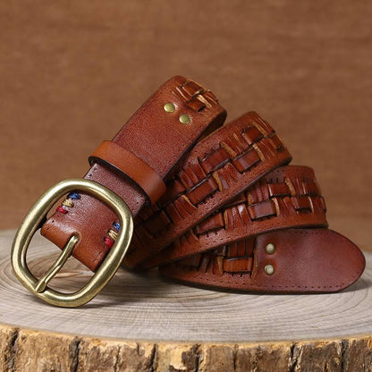 Ceinture en cuir tressée à la main pour hommes