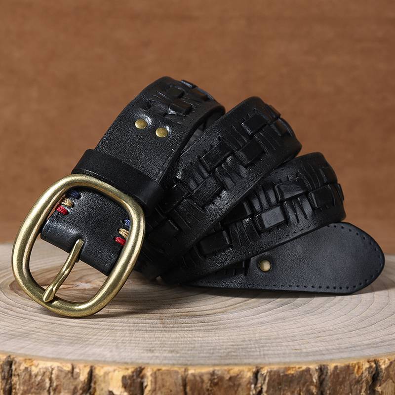 Ceinture en cuir tressée à la main pour hommes