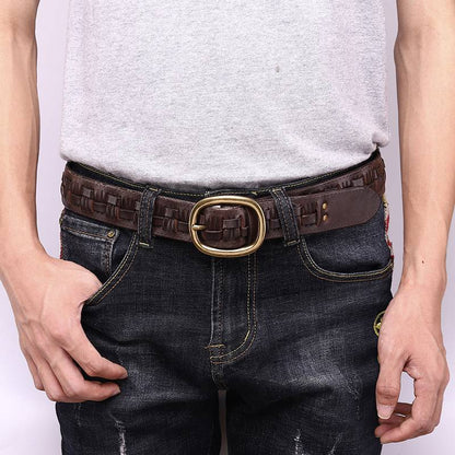 Ceinture en cuir tressée à la main pour hommes