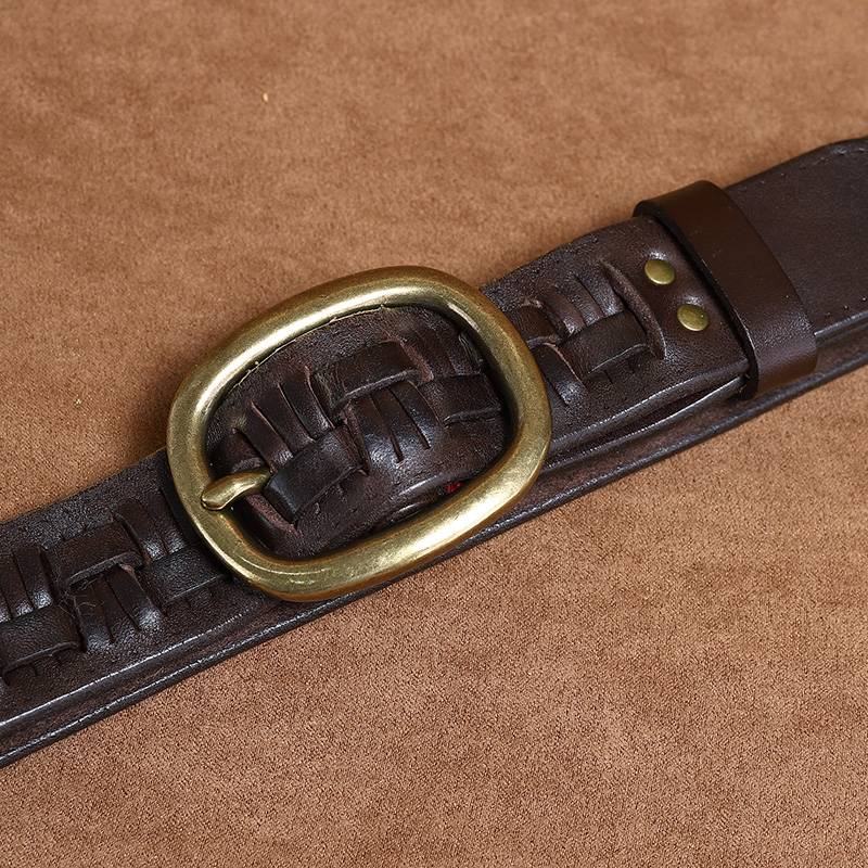 Ceinture en cuir tressée à la main pour hommes