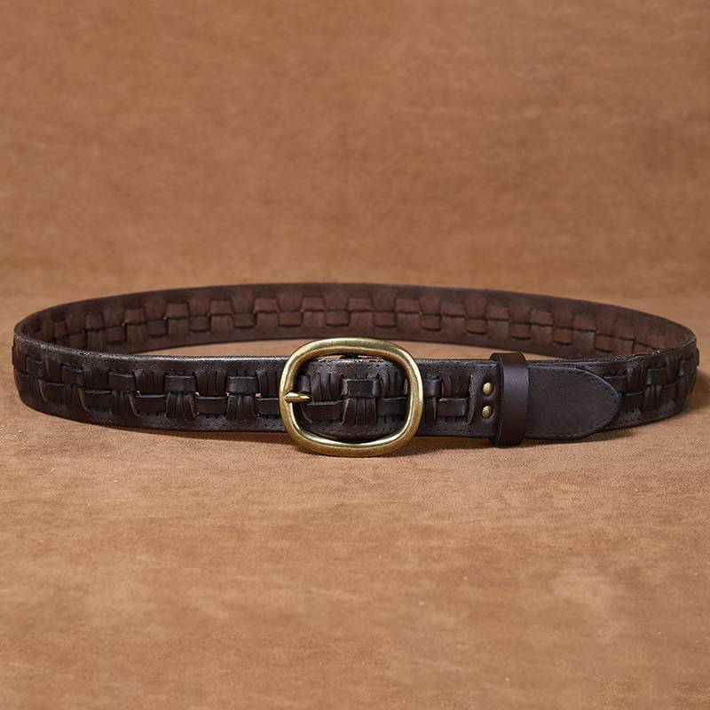 Ceinture en cuir tressée à la main pour hommes