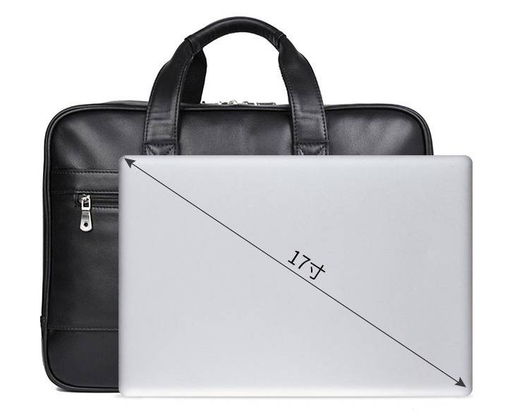 Men's 17 inch Leather Laptop Bag Business Briefcase