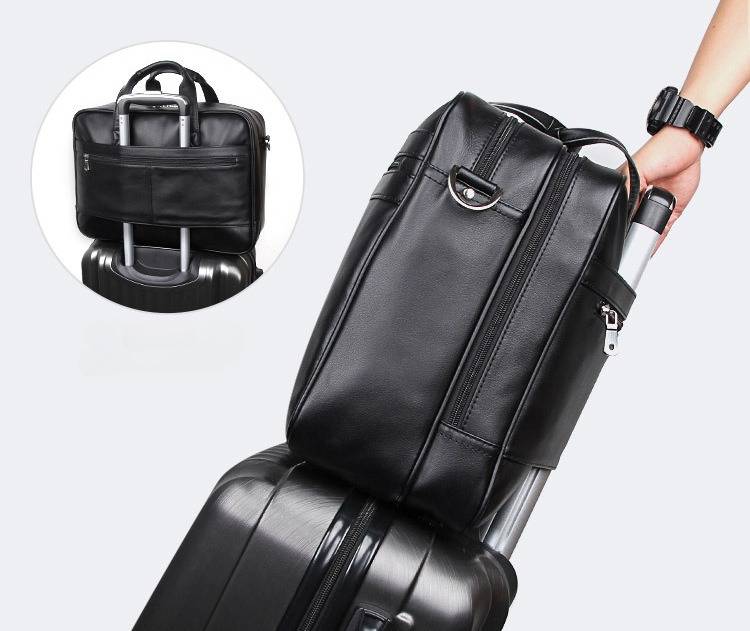 Men's 17 inch Leather Laptop Bag Business Briefcase