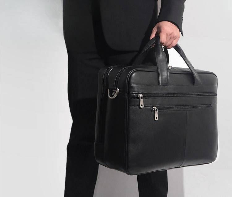 Men's 17 inch Leather Laptop Bag Business Briefcase