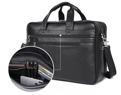 Men's 17 inch Leather Laptop Bag Business Briefcase