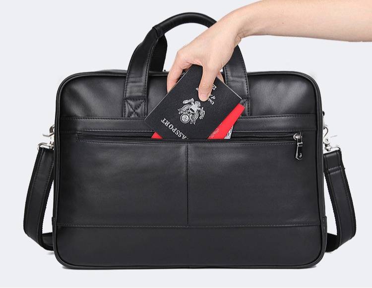 Men's 17 inch Leather Laptop Bag Business Briefcase