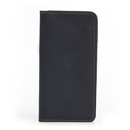 Men Vintage Leather Long Bifold Wallet