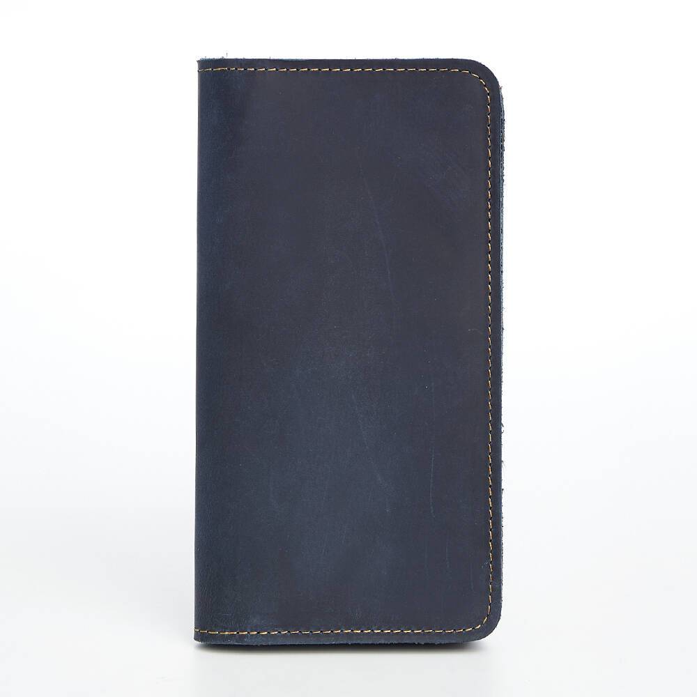 Men Vintage Leather Long Bifold Wallet