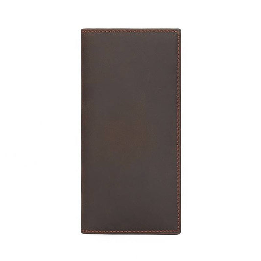 Handmade Leather Mens Long Bifold Wallet With Zip Pocket