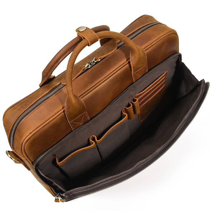 Large Capacity Men's Vintage 17 inch Leather Laptop Bag