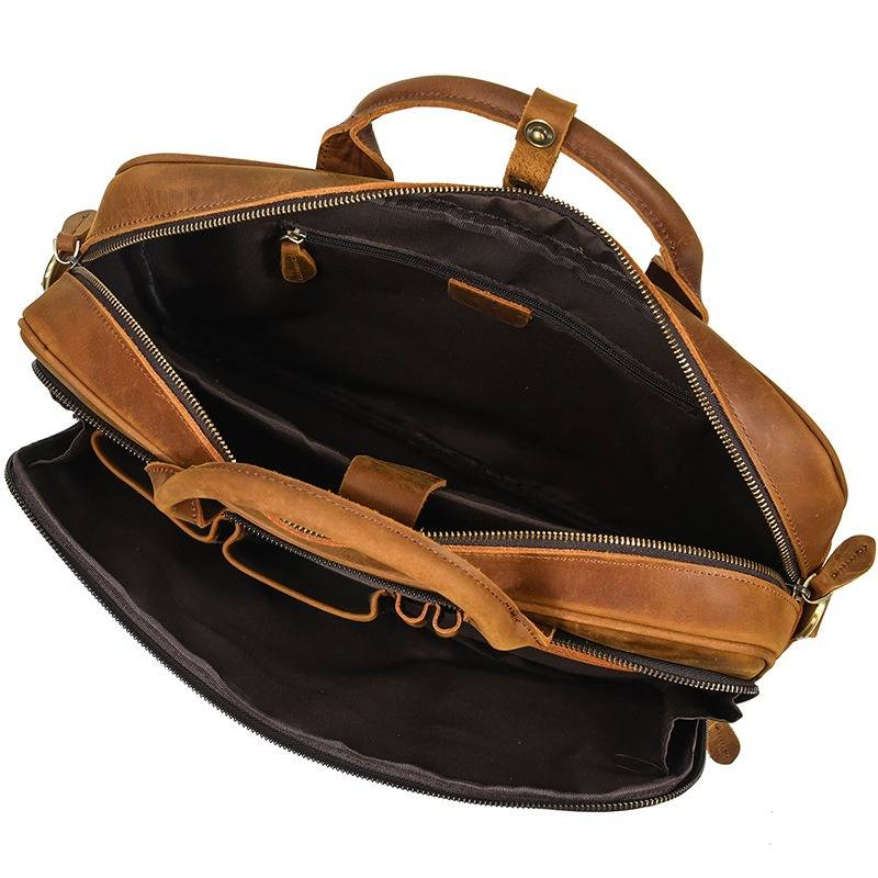 Large Capacity Men's Vintage 17 inch Leather Laptop Bag