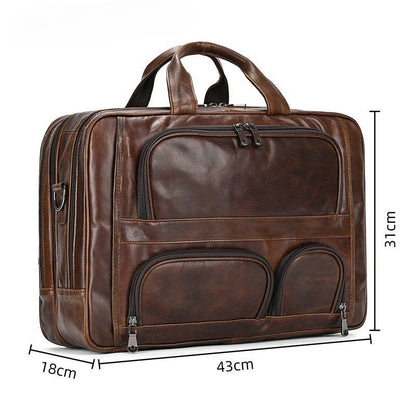 Leather 17" Laptop Work Bag Large Briefcase for Men