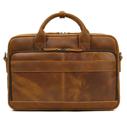 Large Capacity Men's Vintage 17 inch Leather Laptop Bag