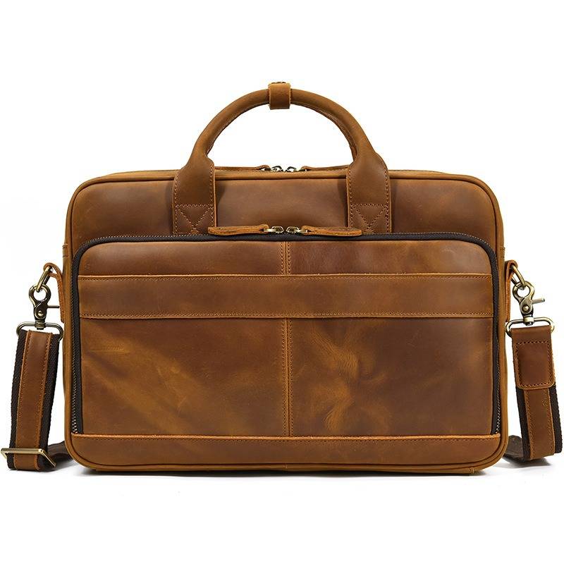 Large Capacity Men's Vintage 17 inch Leather Laptop Bag