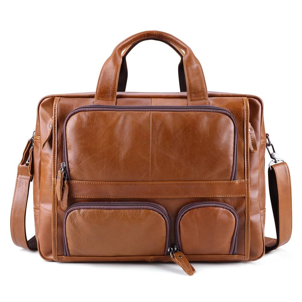 Business Travel Men's Leather Laptop Bag Briefcase