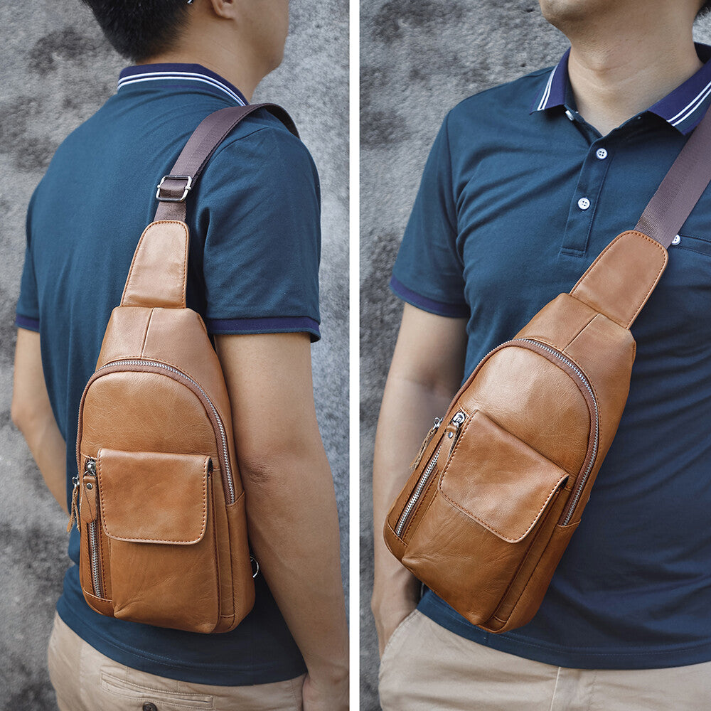 men leather sling bag