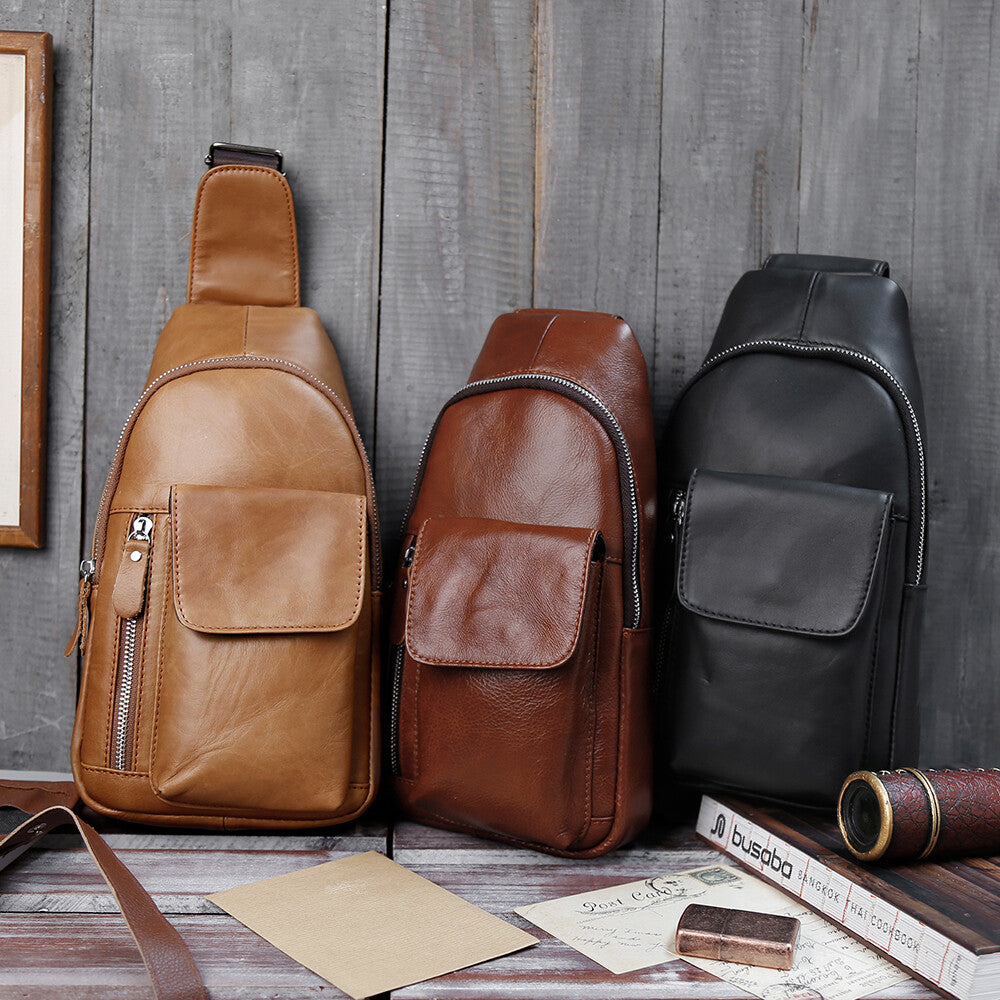 men leather sling bag