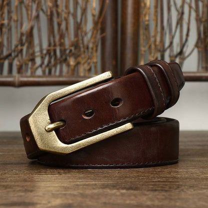 Ceinture réversible à coutures en cuir très épaisses de 5,5 mm pour hommes