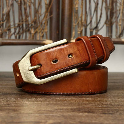 Ceinture réversible à coutures en cuir très épaisses de 5,5 mm pour hommes