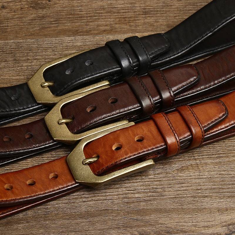 Ceinture réversible à coutures en cuir très épaisses de 5,5 mm pour hommes