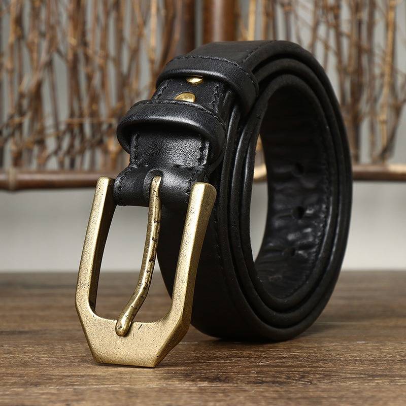 Ceinture réversible à coutures en cuir très épaisses de 5,5 mm pour hommes