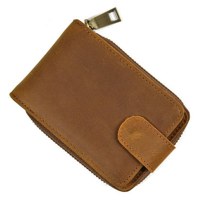 men zipper leather wallet