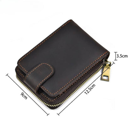 men zipper leather wallet