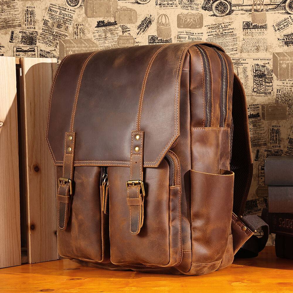 mens leather backpack 