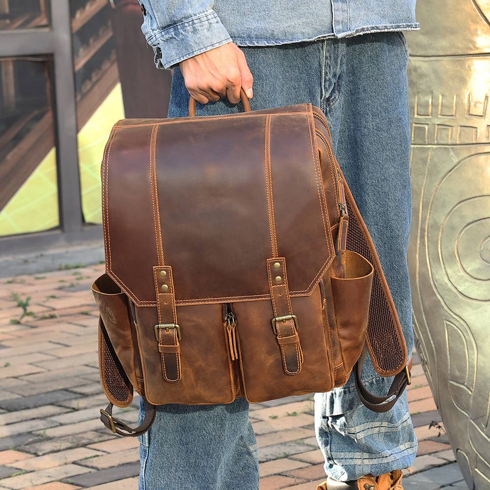 mens leather backpack 