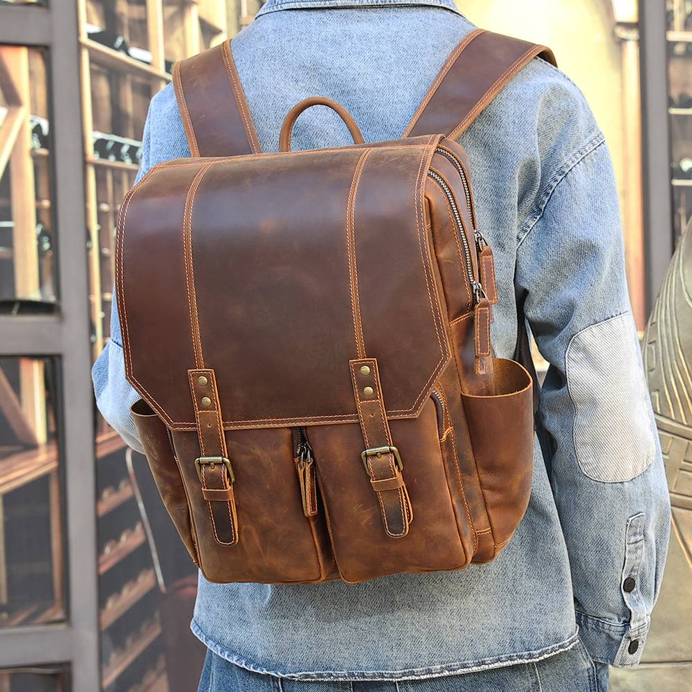 mens leather backpack 