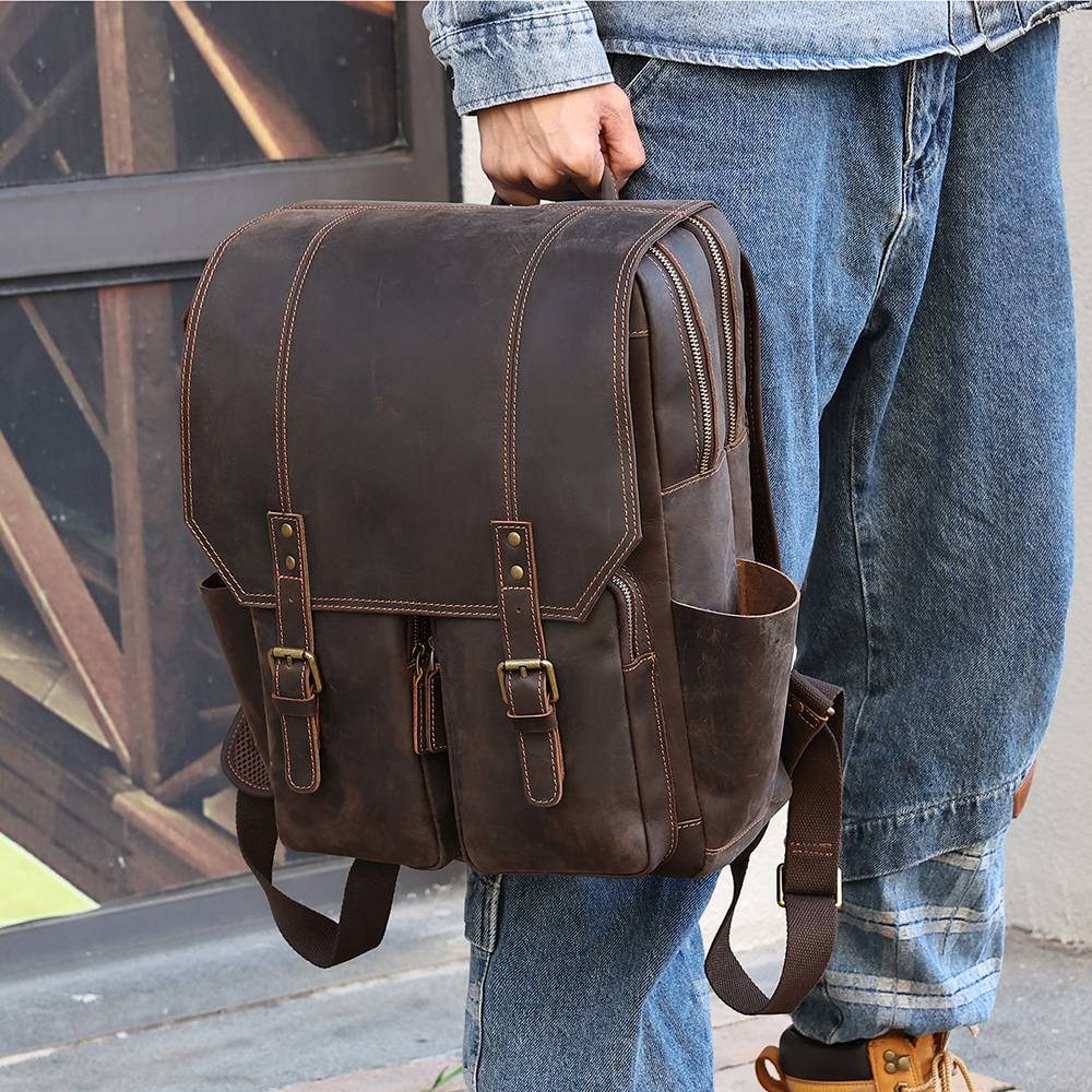 mens leather backpack 