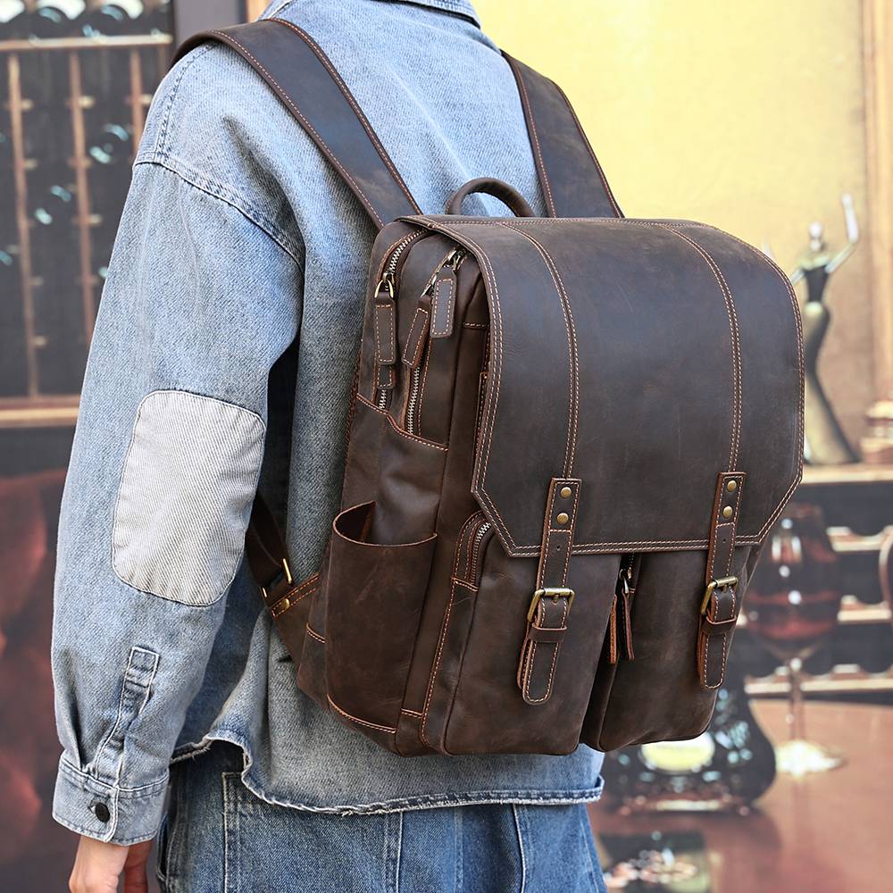 mens leather backpack 