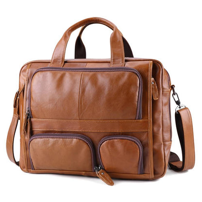 Business Travel Men's Leather Laptop Bag Briefcase