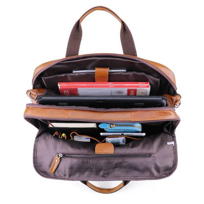 Business Travel Men's Leather Laptop Bag Briefcase