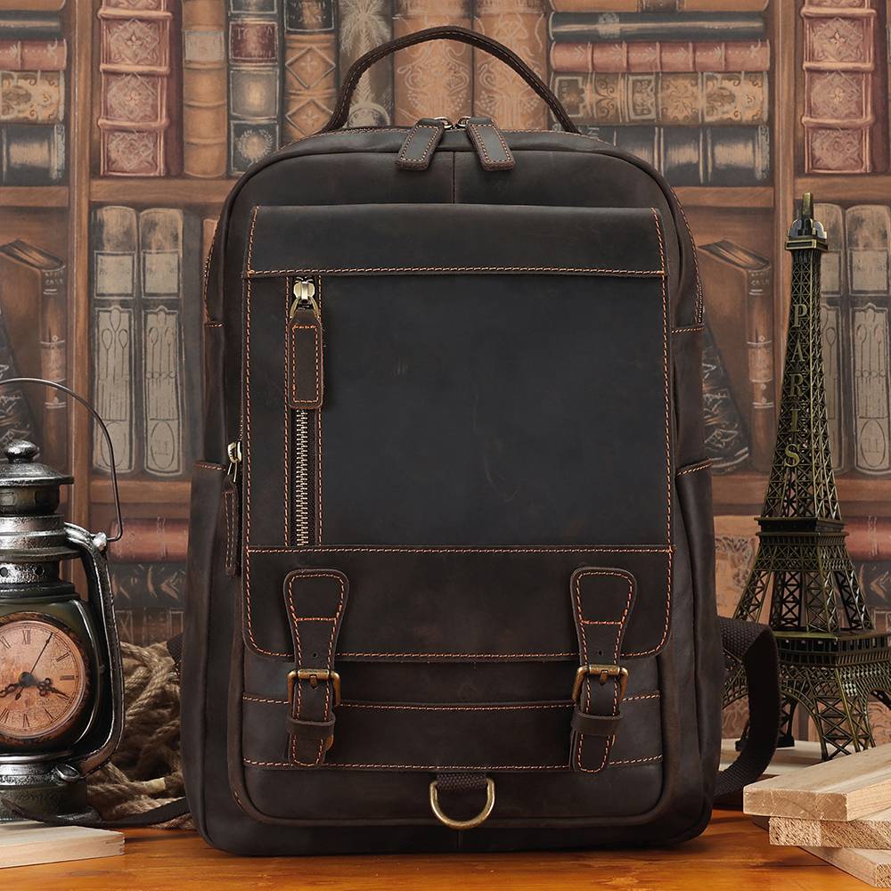 mens leather travel backpack