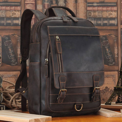 mens leather travel backpack