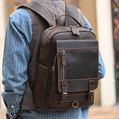 mens leather travel backpack