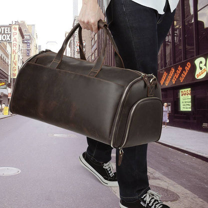 mens leather weekend bags