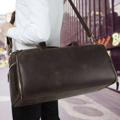 mens leather weekend bags