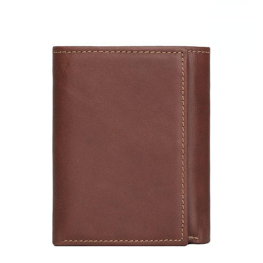 Handmade Leather Mens Trifold Wallet with ID Holder