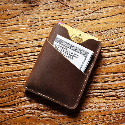 Leather Minimalist Card Case Front Pocket Wallet