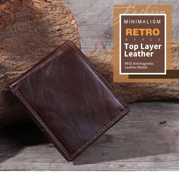 Men Leather Bifold Wallet with Coin Pocket