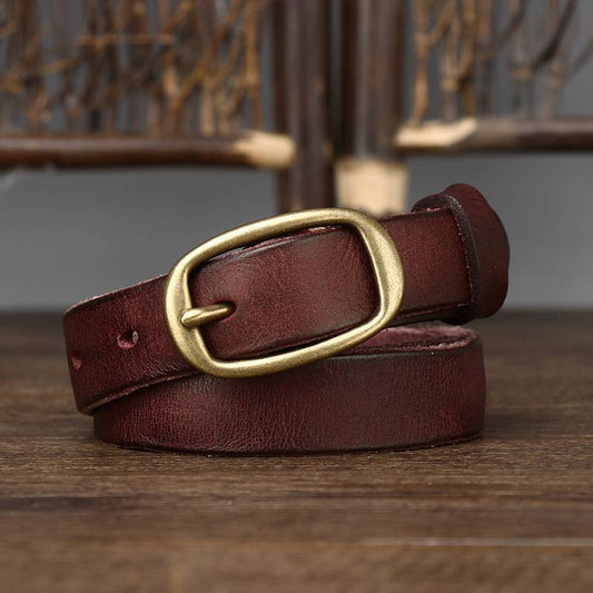 Matte Simple Leather Belts for Women-0.9" Width